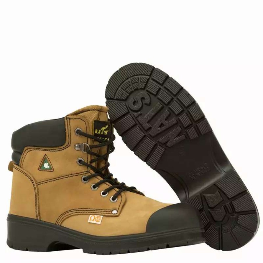 * Nats Men'S Safety Work Boots S346 Csa 6 Nubuck Leather Steel Cap And Sole With Removable Insole Sizes 7-13