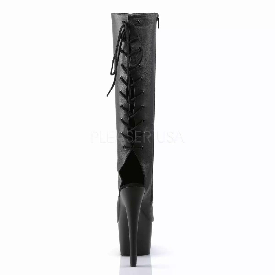 * Pleaser 7 Heel Lace-Up Faux Leather Knee High Boots*