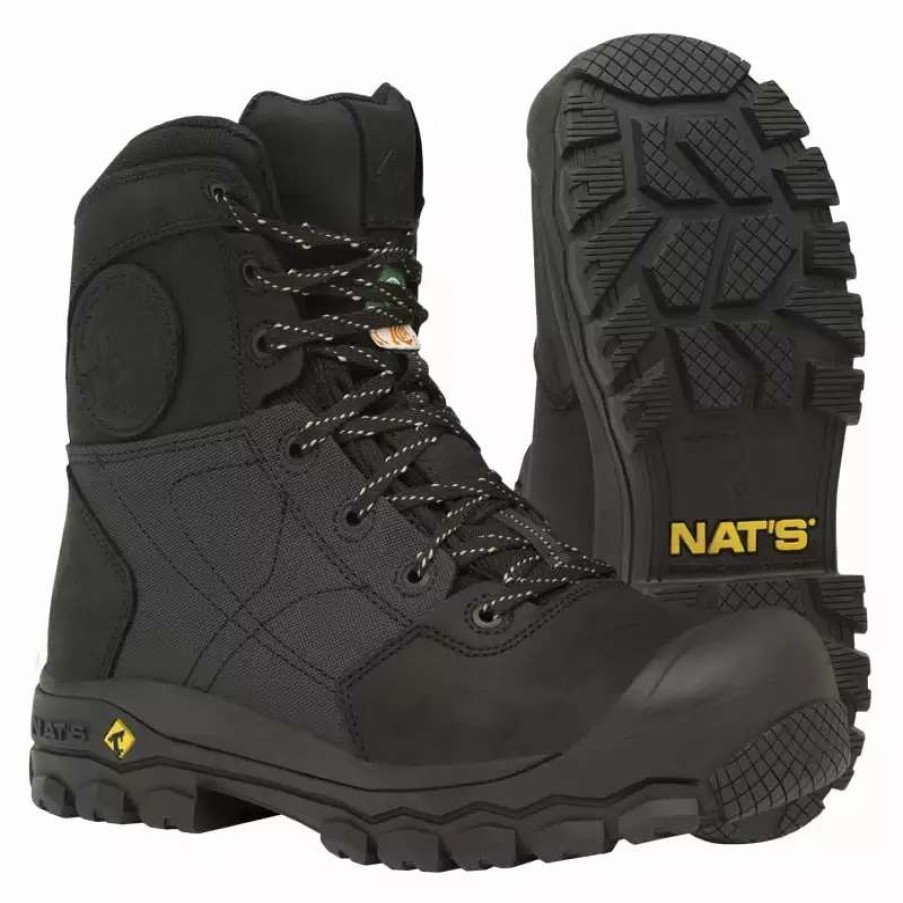 * Nats Men'S Safety Work Boots S638 Csa 8 Leather Steel Toe And Puncture Resistant Midsoles With Zipper Clasp Sizes 7-13