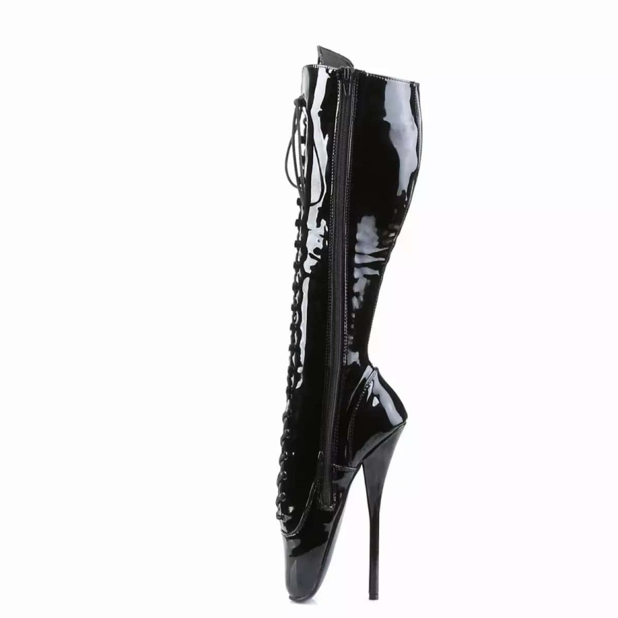 * 7 Spike Heel Patent Leather Ballet Single Sole Boots*