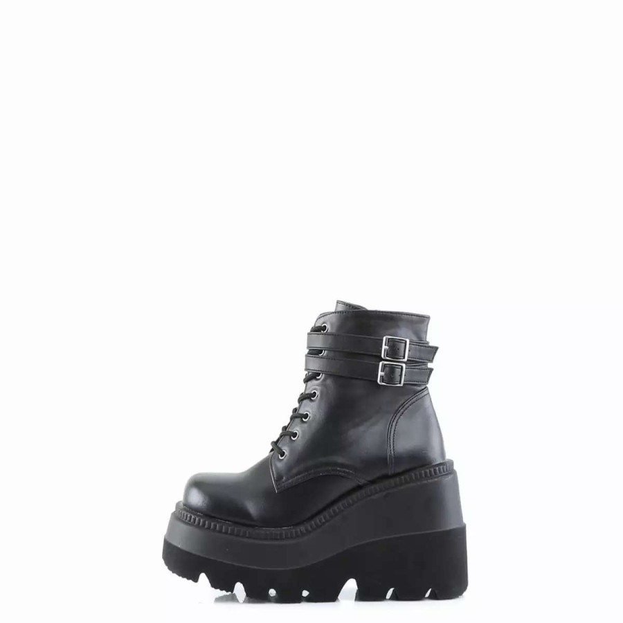 * Vegan Leather 4.5 Platform Double Buckle Boots*