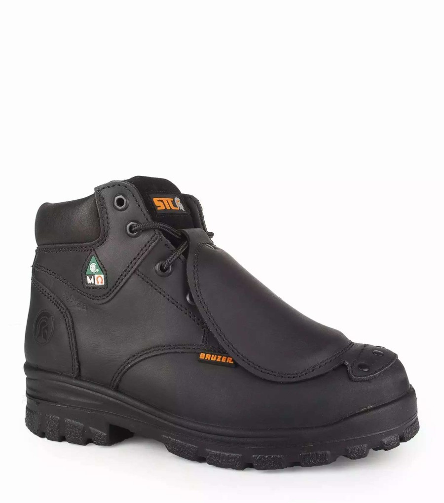 * Stc Men'S Safety Work Boots Press 6 Csa Leather Waterproof External Metguard Black | Size 7-14