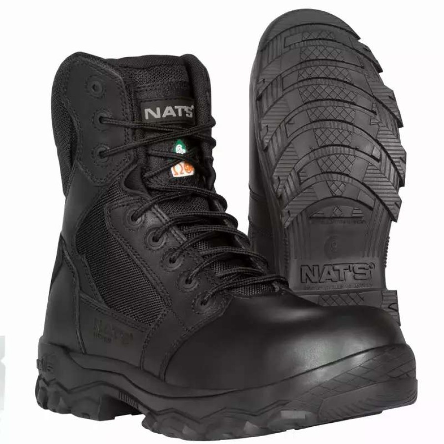 * Nats Men'S Safety Work Boots S885 Csa 8 Leather Steel Toe And Plate With Ultra Comfort Sole Black Sizes 7-13