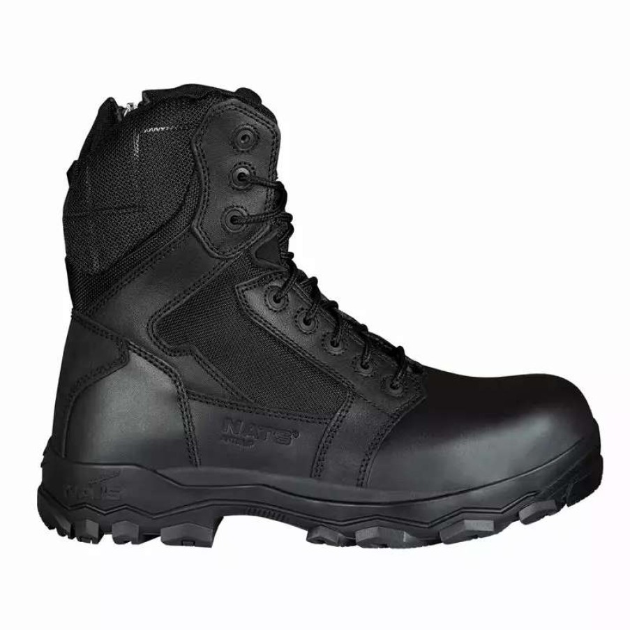 * Nats Men'S Safety Work Boots S885 Csa 8 Leather Steel Toe And Plate With Ultra Comfort Sole Black Sizes 7-13