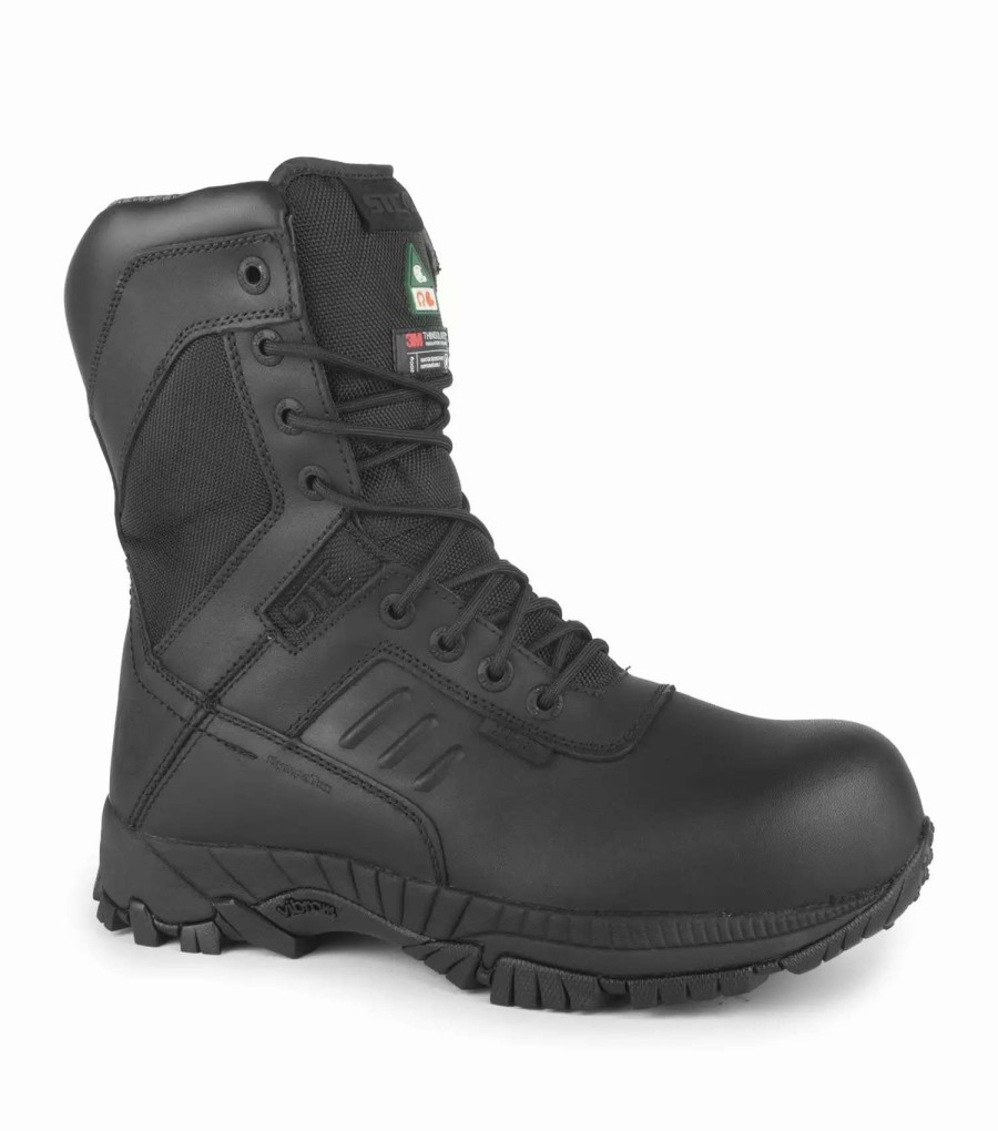 * Stc Men'S Safety Work Boots Tactik 8 Leather Tactical Waterproof Side-Zip Black | Sizes 7-14