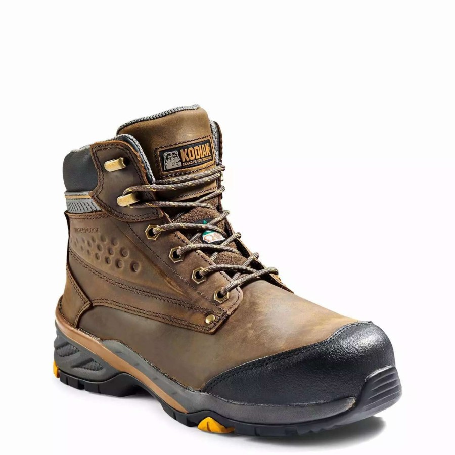 * Kodiak Men'S Safety Work Boots Crusade 6 Hiker Full Grain Leather Waterproof With Composite Toe And Plate | Sizes 7-14