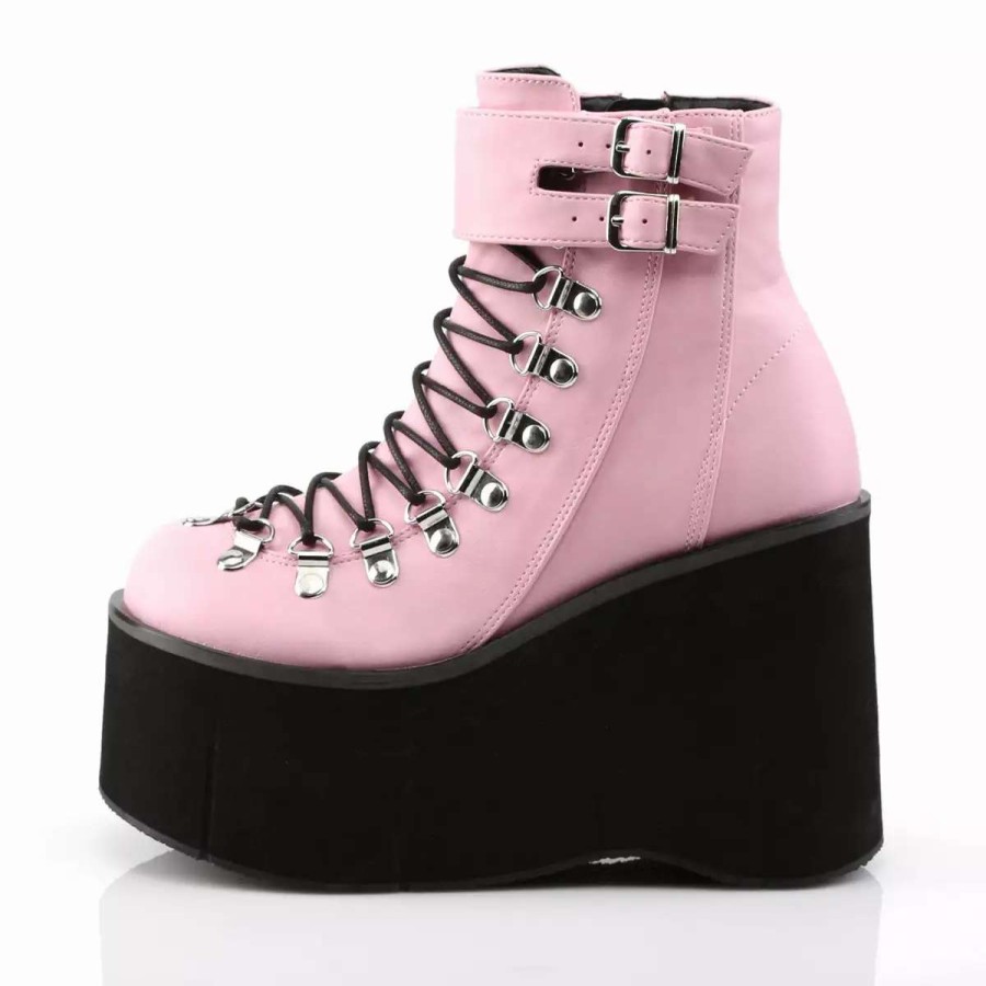 * Baby Pink Vegan Leather 4.5 Platform Ankle Boots*