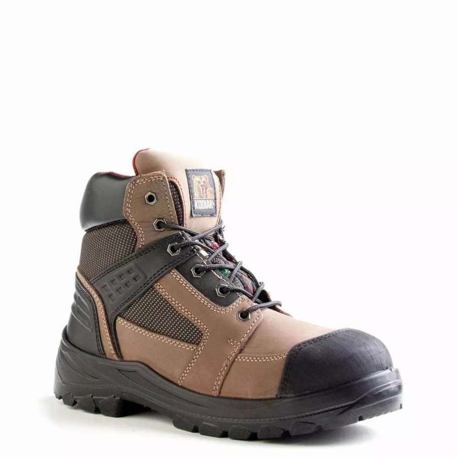 * Kodiak Men'S Safety Work Boots Rebel 6 Nubuck Leather Steel Toe And Plate With Removable Insole | Smoke | Sizes 7-14