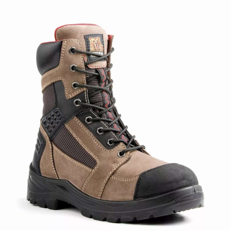 * Kodiak Men'S Safety Work Boots Rebel 8 Nubuck Leather Steel Toe And Plate With Removable Insole | Smoke | Sizes 7-14