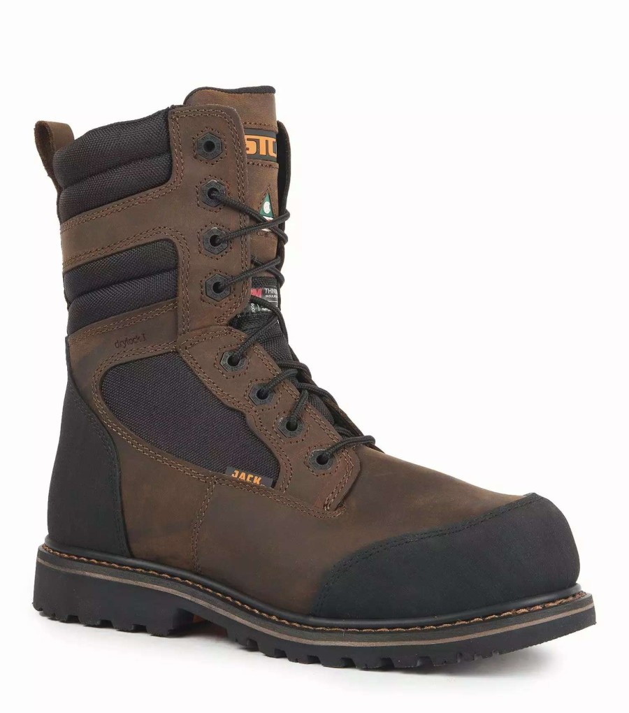 * Stc Men'S Safety Work Boots Whiskey Jack 8 Leather Waterproof And Metal Free Brown | Size 7-15