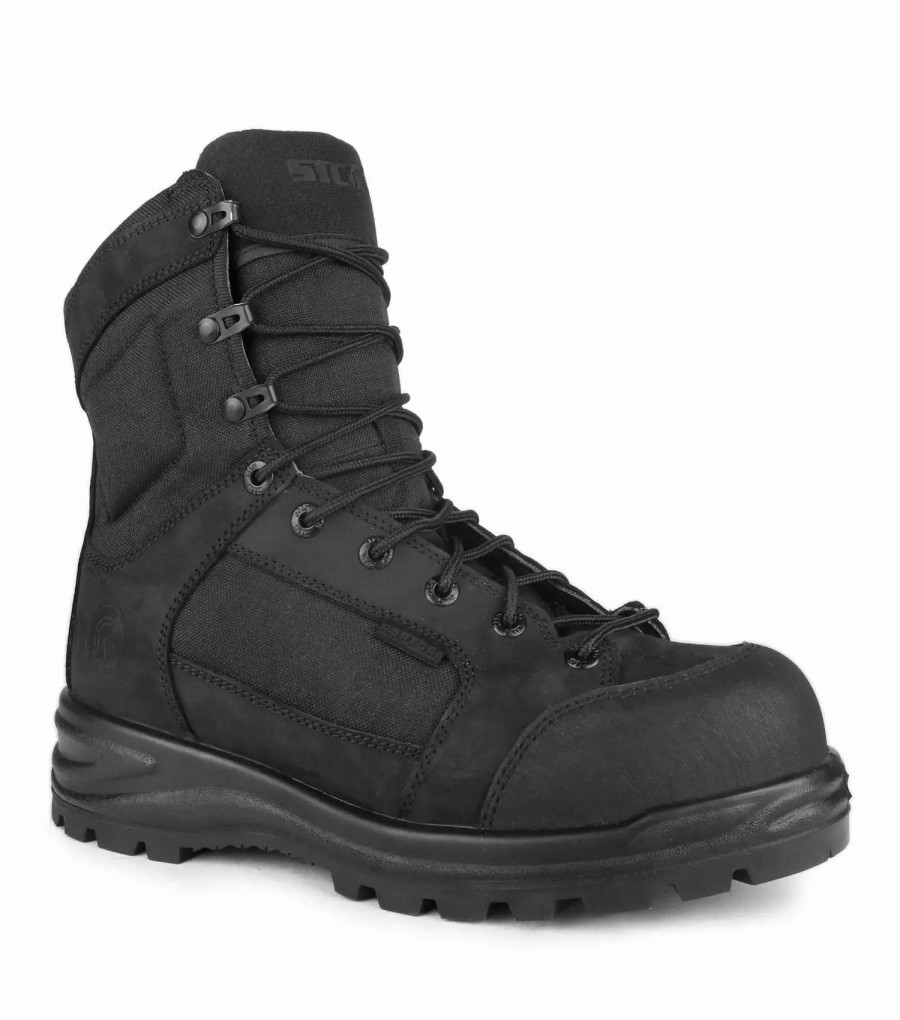 * Stc Men'S Safety Work Boots Malden Leather Tactical Waterproof With Metal Free Plate Black | Sizes 6-14