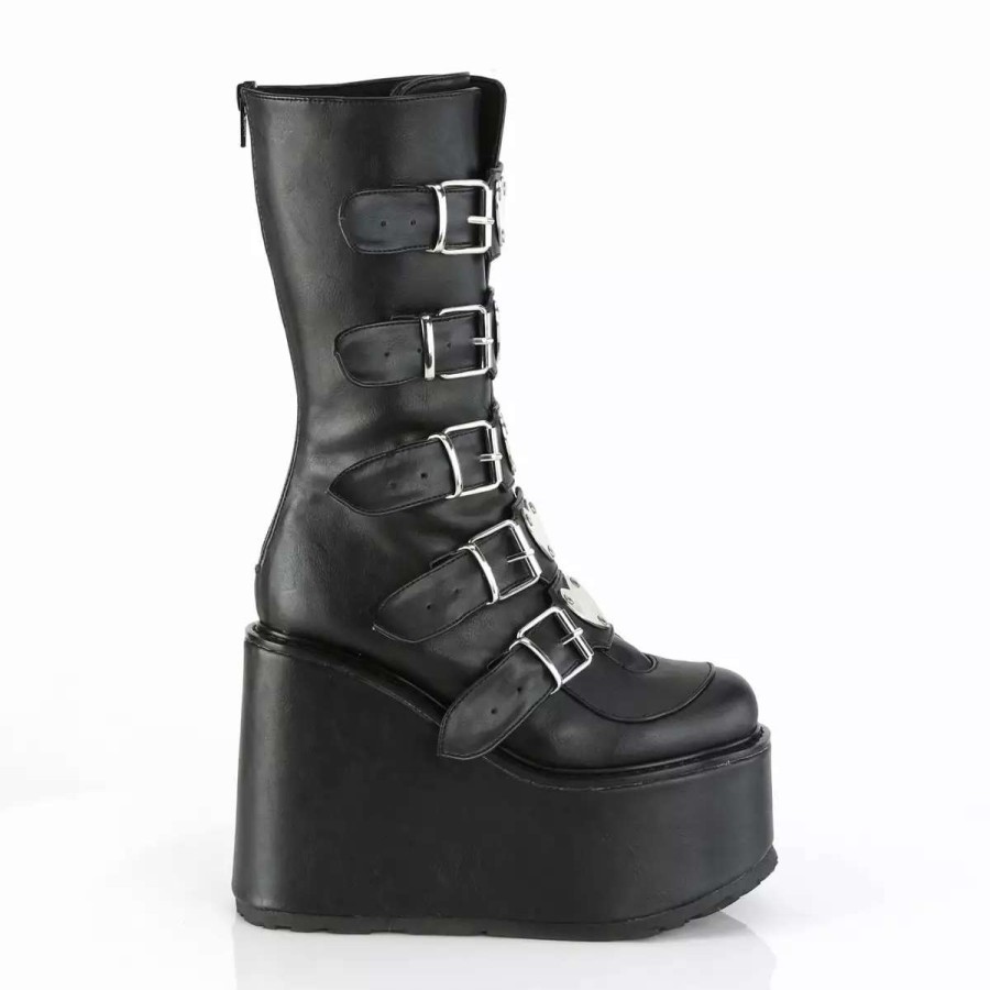 * Vegan Leather 5.5 Platform Mid-Calf Boots*