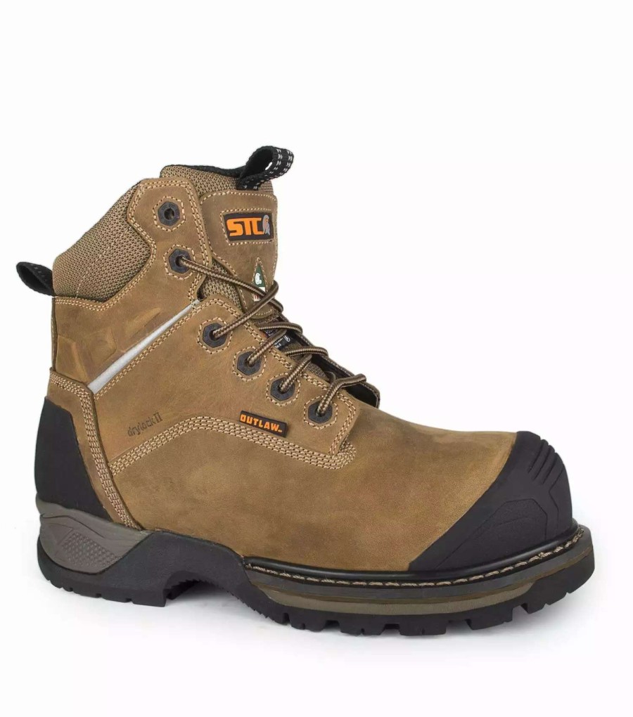 * Stc Men'S Safety Work Boots Outlaw 6 Leather Waterproof Metal Free Brown | Sizes 7-14