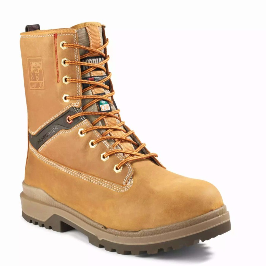 * Kodiak Men'S Safety Work Boots Proworker Master 8 Full Grain Leather Waterproof With Composite Toe And Plate | Wheat | Sizes 7-14