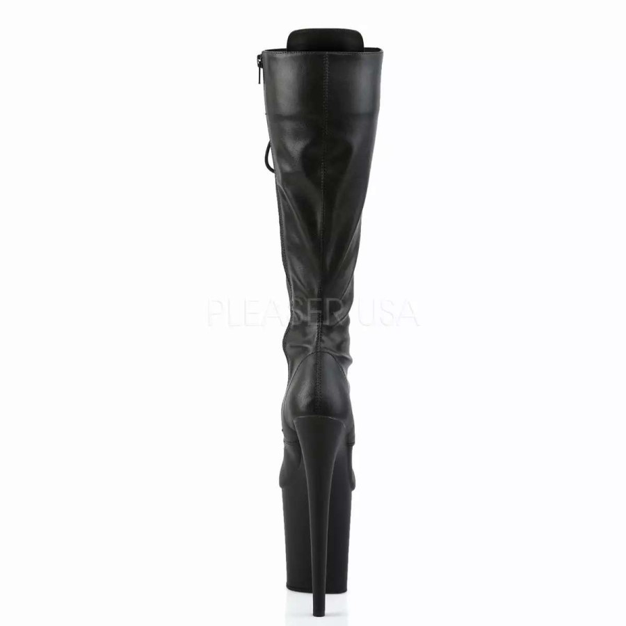 * Pleaser 8 Heel Lace-Up Faux Leather Knee High Boots*