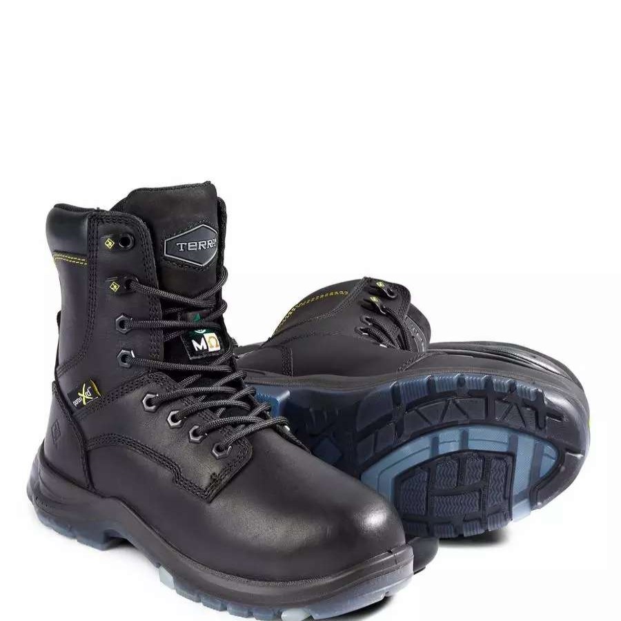 * Terra Woman'S Safety Work Boots Brenn 8 Full-Grain Leather Waterproof With Metguard Internal Composite Toe And Plate | Black | Sizes 5-11