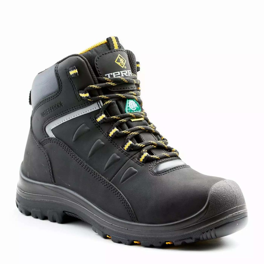 * Terra Men'S Safety Work Boots Findlay 6 Nubuck Leather Waterproof With Composite Toe And Plate | Black | Sizes 7-14