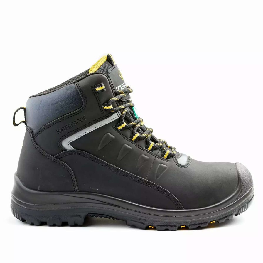 * Terra Men'S Safety Work Boots Findlay 6 Nubuck Leather Waterproof With Composite Toe And Plate | Black | Sizes 7-14