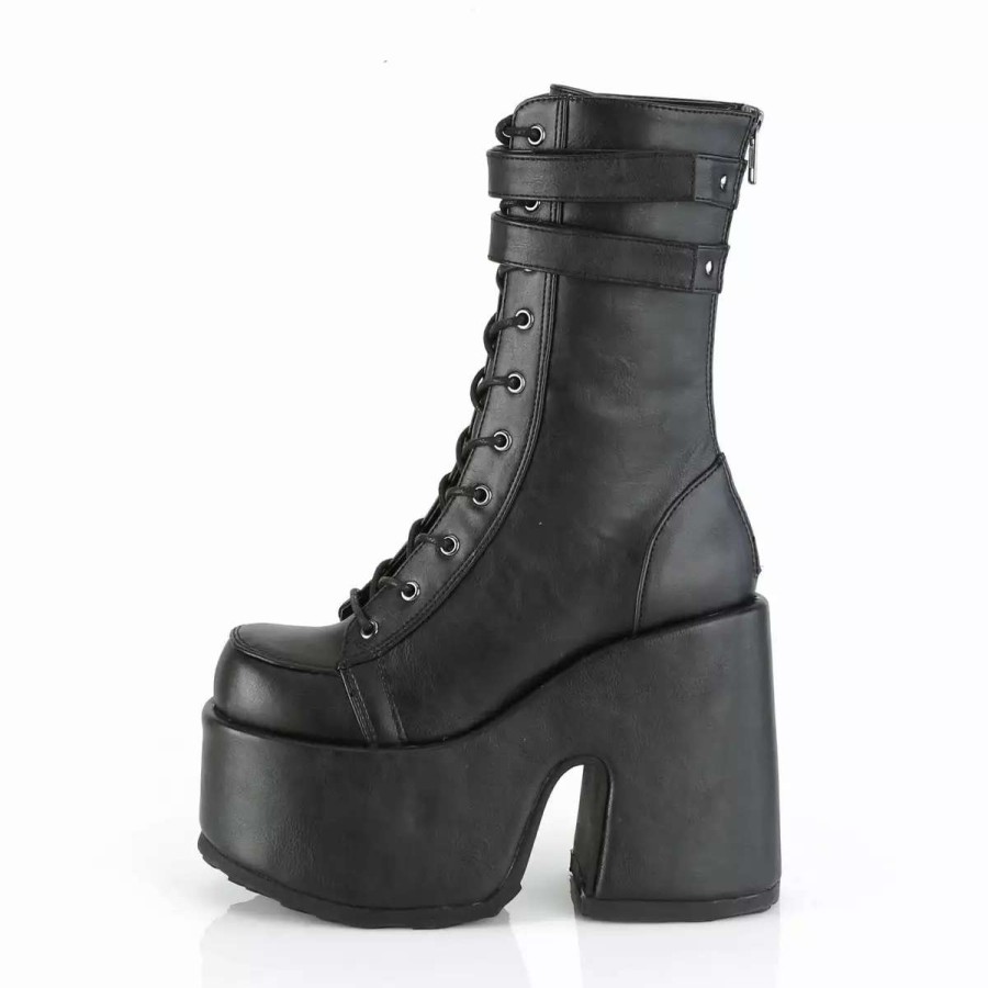 * 5 Heel Vegan Leather 3 Platform Boots*