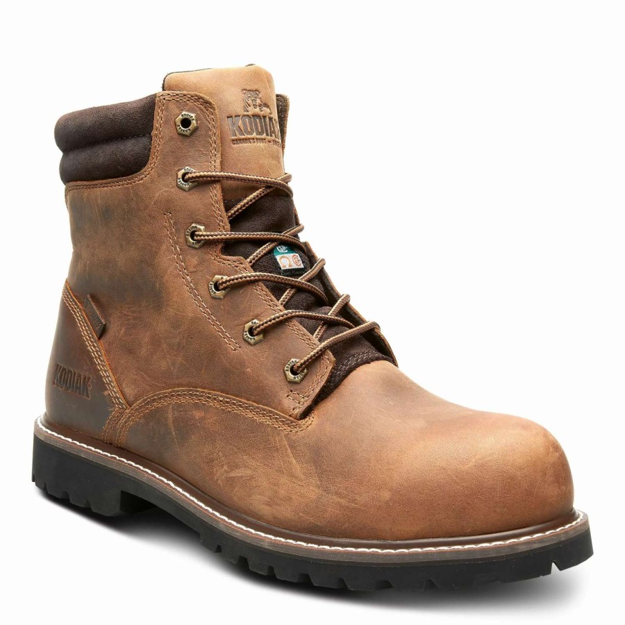 * Kodiak Men'S Safety Work Boots Mckinney 6 Full Grain Leather Waterproof With Composite Toe And Plate | Brown | Sizes 7-15