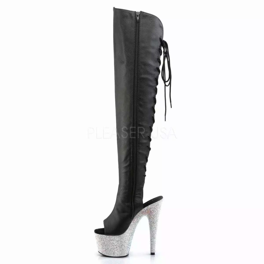 * Pleaser 7 Heel Black/ Faux Leather Knee High Boots*