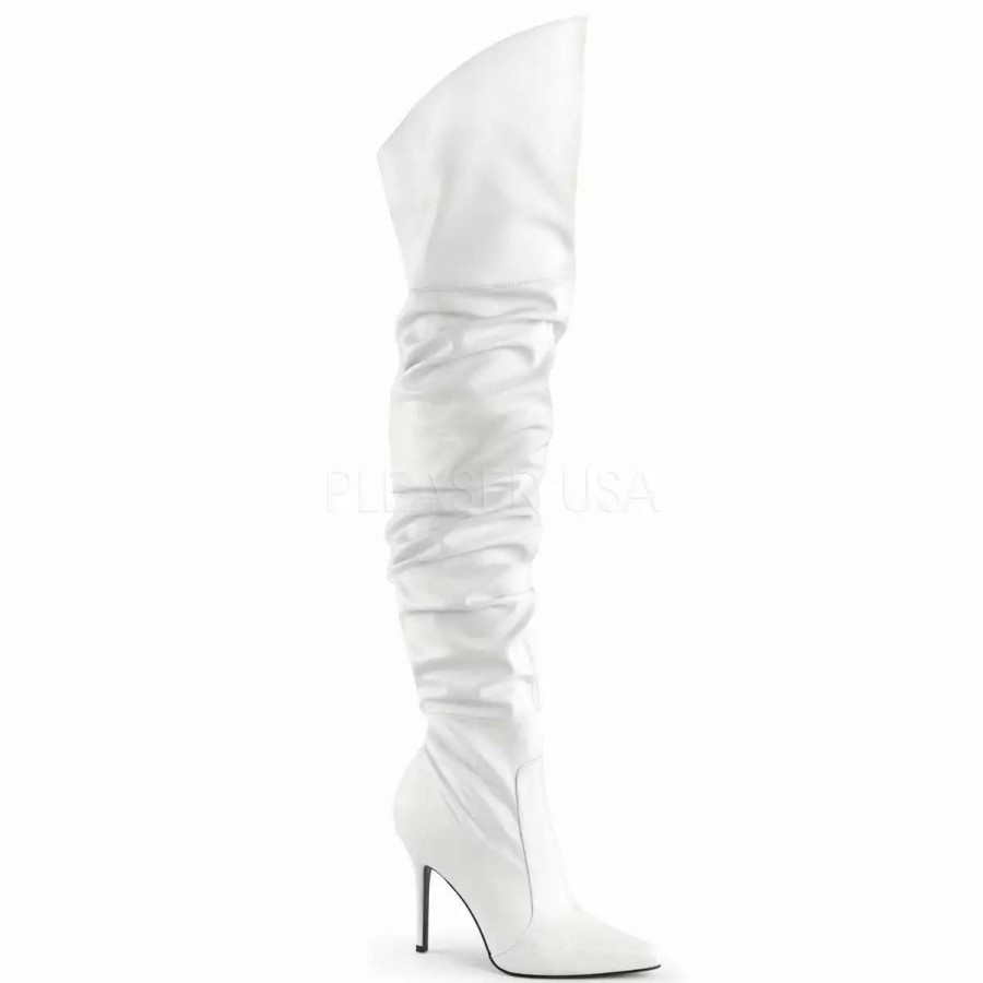 * Pleaser 4 Heel Faux Leather Pointed Boots*