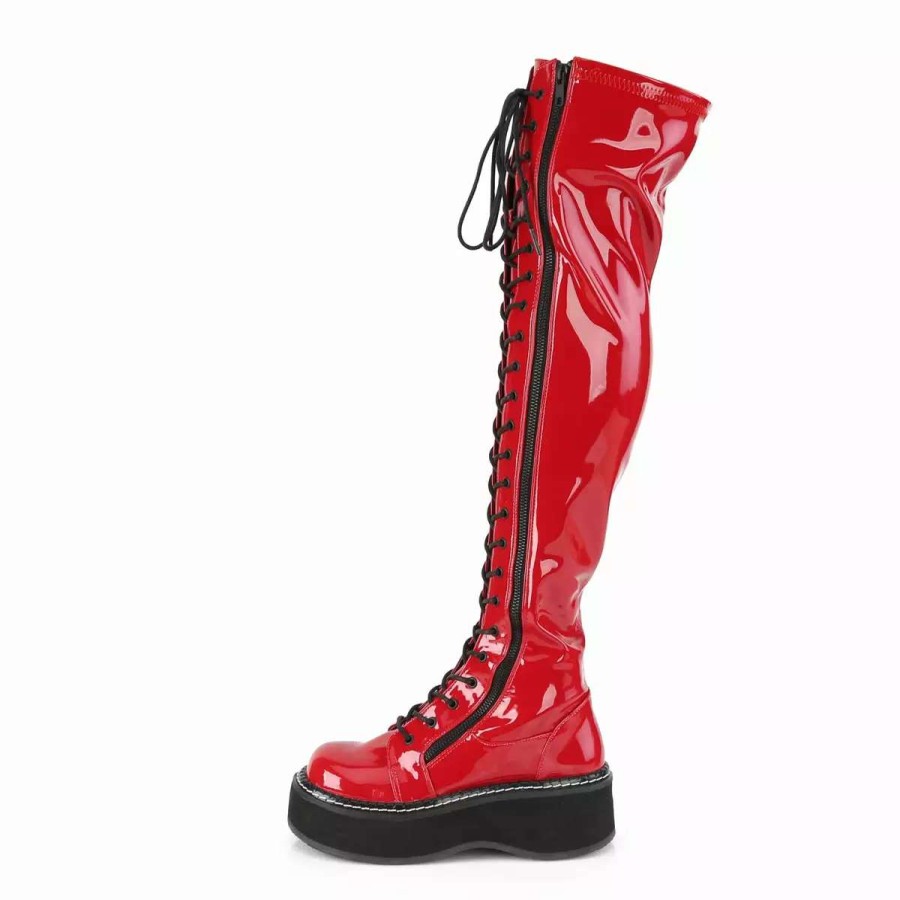 * Patent Leather 2 Platform Lace-Up Boots*