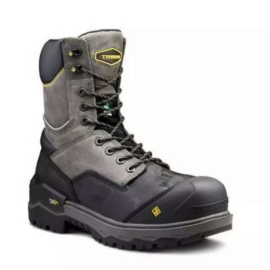 * Terra Men'S Safety Work Boots Gantry 8 Rugged Leather Waterproof With Vibram Fire & Ice Sole | Sizes 7-16