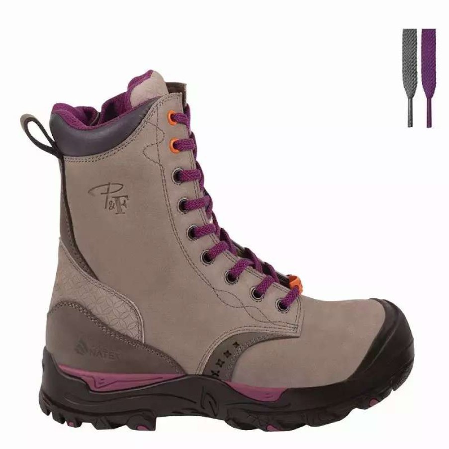 * P&F Woman'S Safety Work Boots Pf648 Csa 8 Nubuck Leather Waterproof And Breathable With Zipper Steel Toe And Plate Sizes 5-11