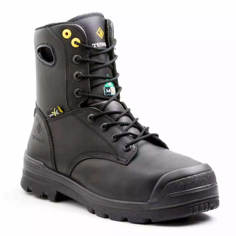 * Terra Men'S Safety Work Boots Paladin 8 Leather Waterproof Metguard Composite Toe And Plate | Black | Sizes 4-14