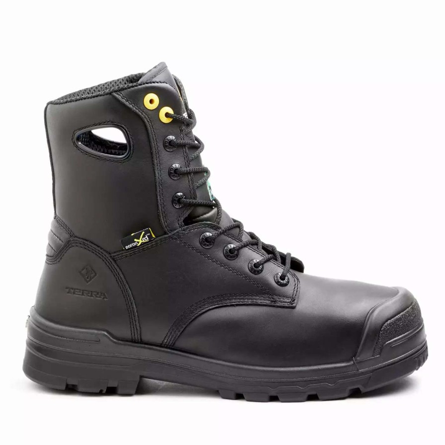 * Terra Men'S Safety Work Boots Paladin 8 Leather Waterproof Metguard Composite Toe And Plate | Black | Sizes 4-14